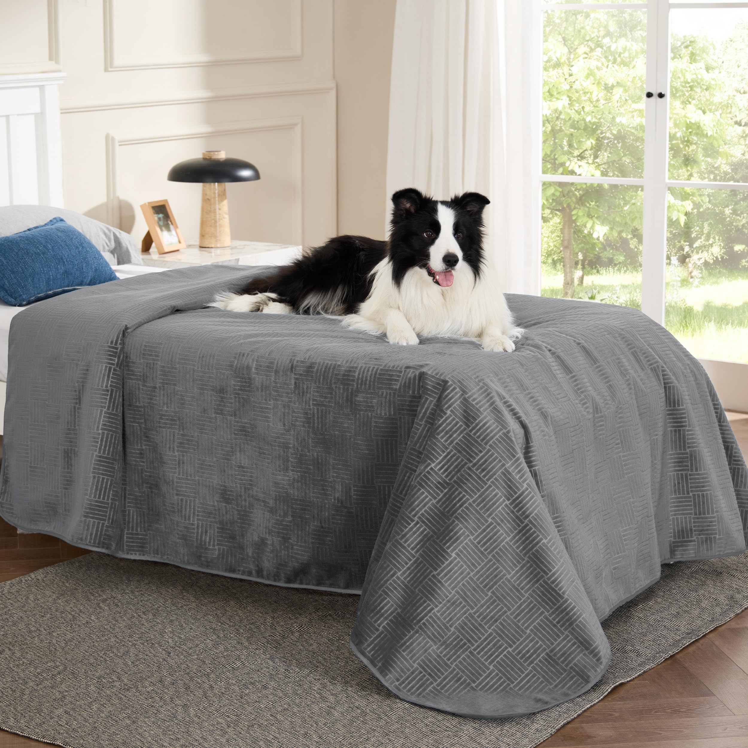 Bedsure waterproof bed cover on sofa protects furniture from spills.