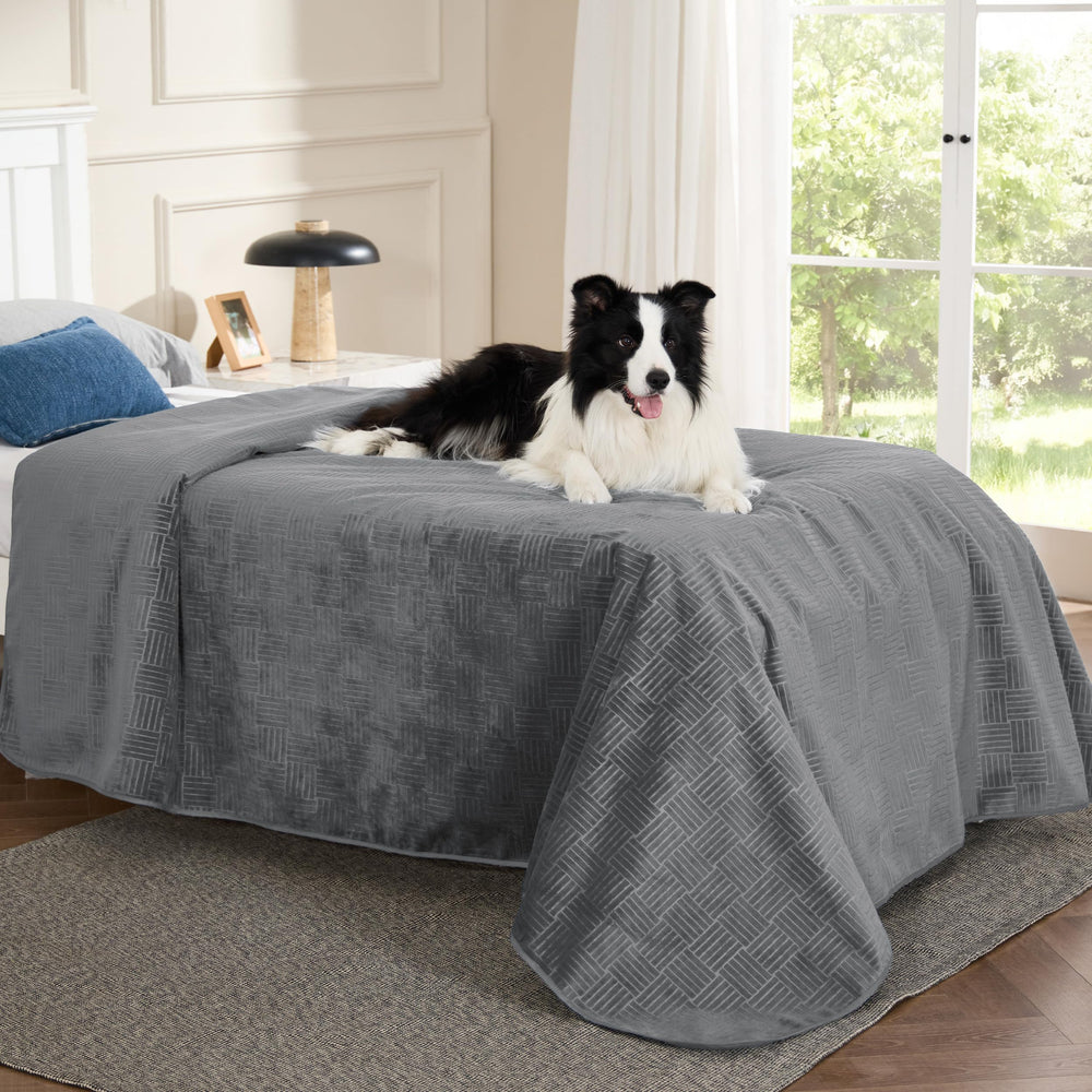 Bedsure waterproof bed cover on sofa protects furniture from spills.