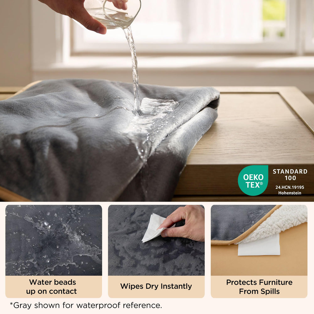Bedsure waterproof blanket flannel side cream for soft comfort