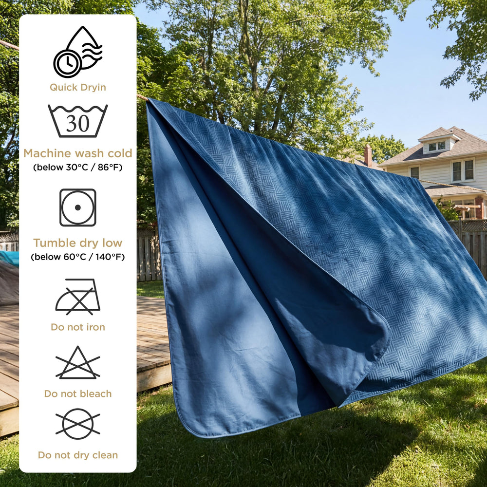 Bedsure navy pattern design blends with decor while shielding fabric