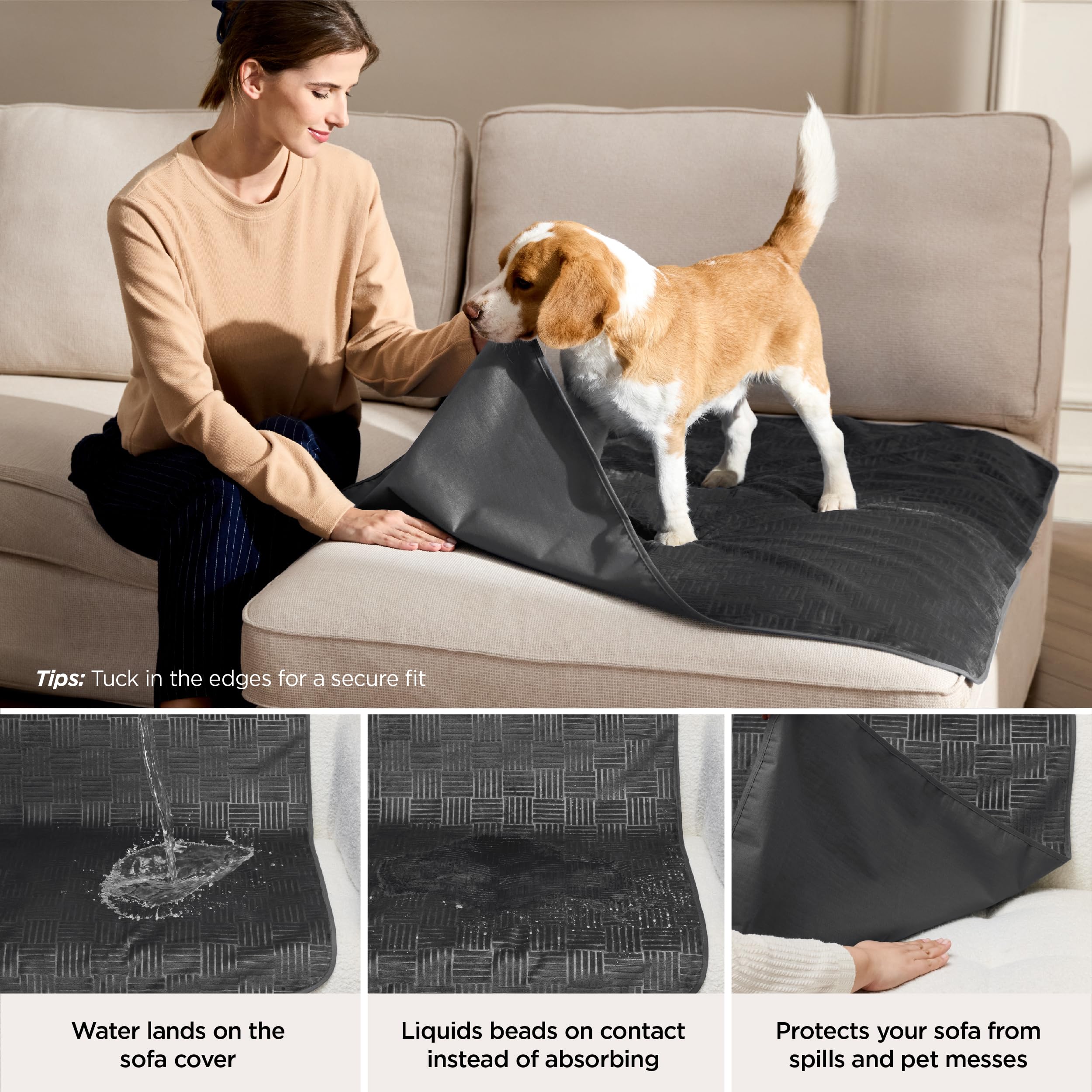 Bedsure quick-dry fabric couch cover dries quickly after washing.