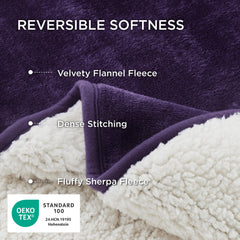 Bedsure eggplant blanket with flannel side close-up for soft comfort