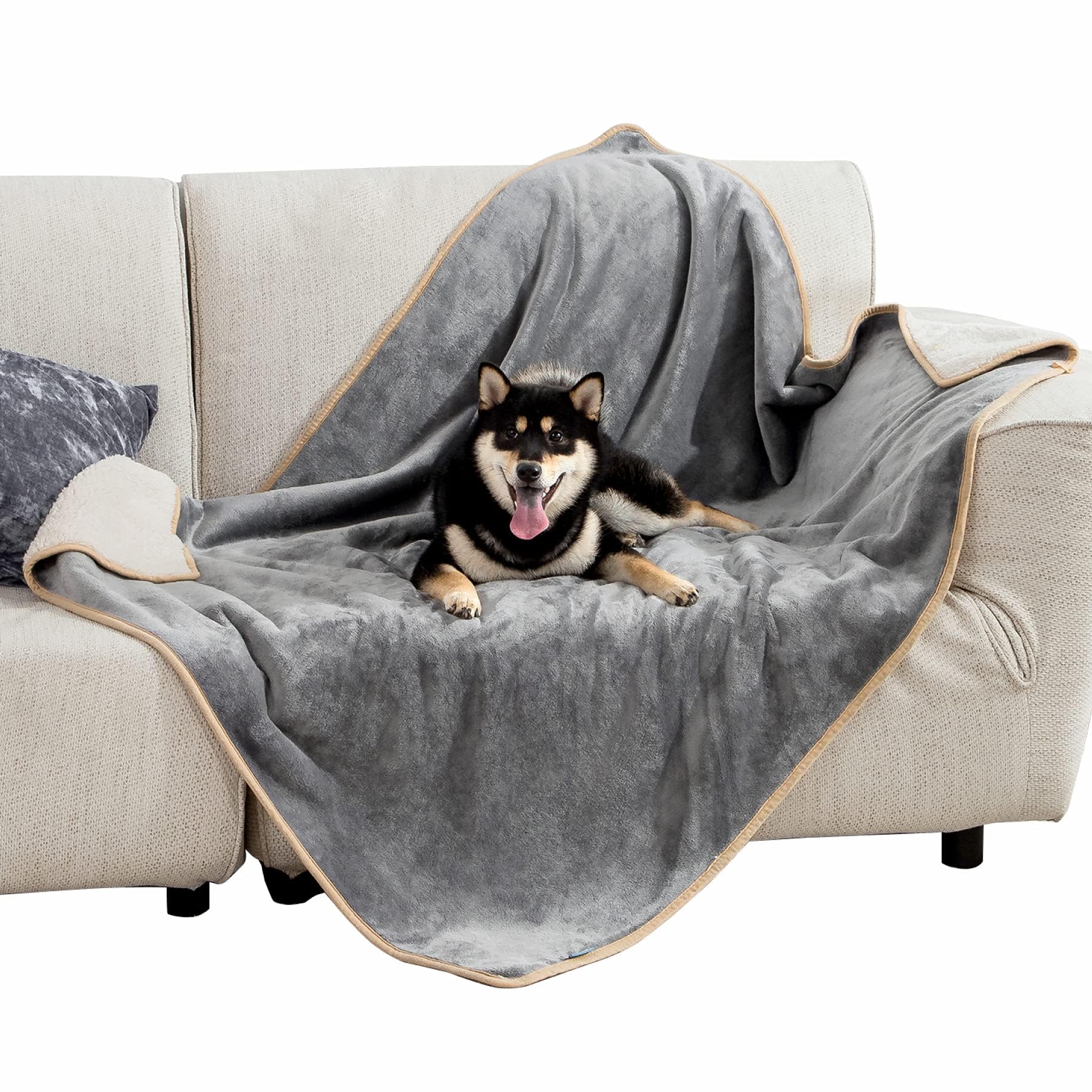 Bedsure waterproof dog blanket large protects furniture from spills.