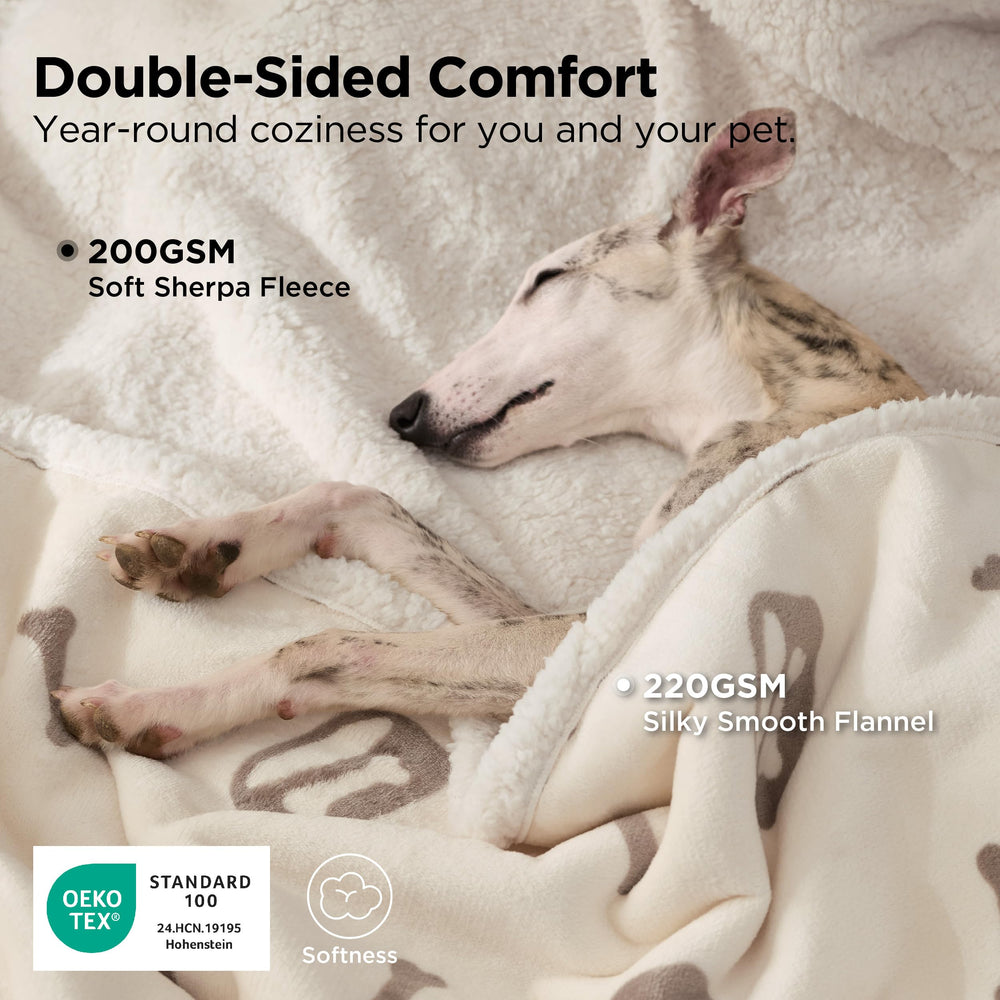 Bedsure dog blanket side view in beige highlighting plush comfort
