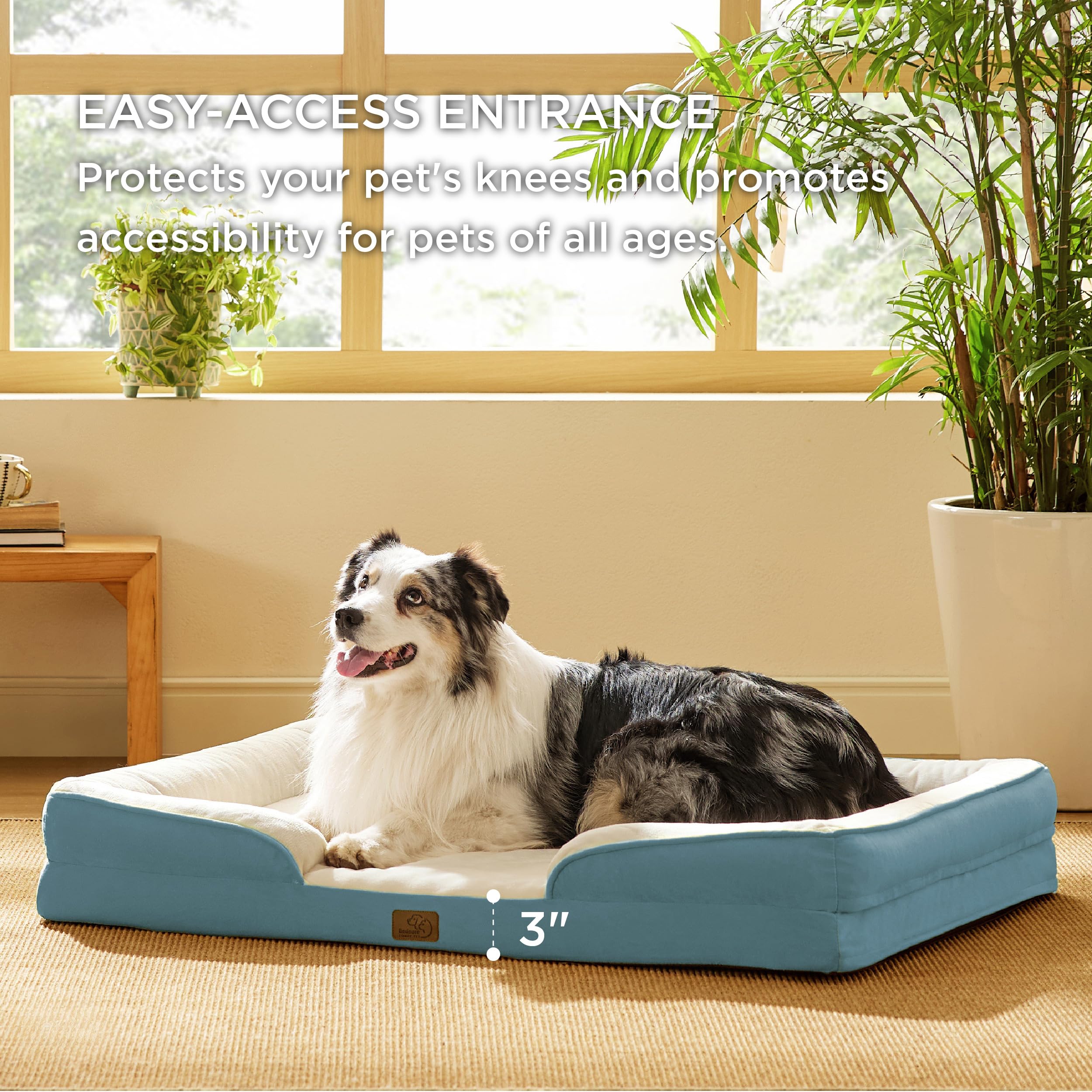 Bedsure bed design with lowered entrance to ease access for older pets