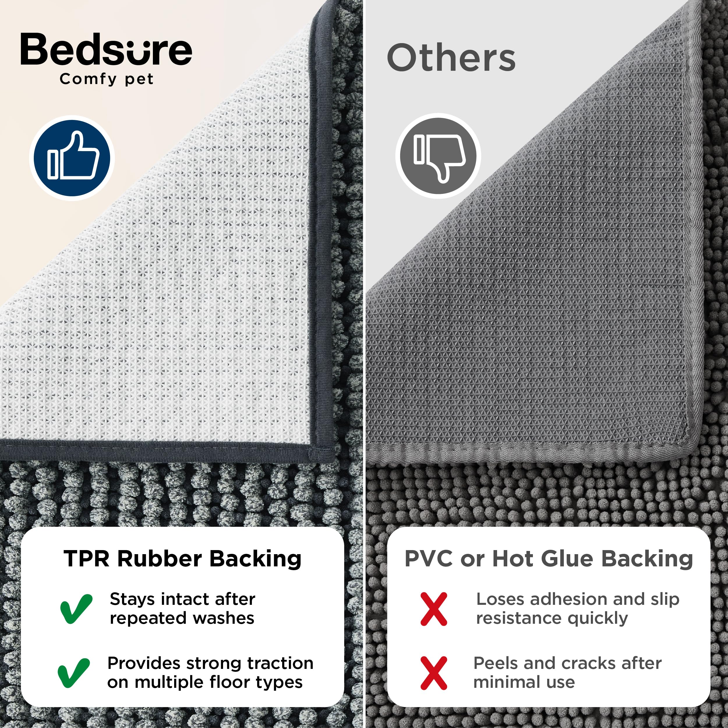 Bedsure XXL 48x30 size demonstrates large coverage for wide doorways