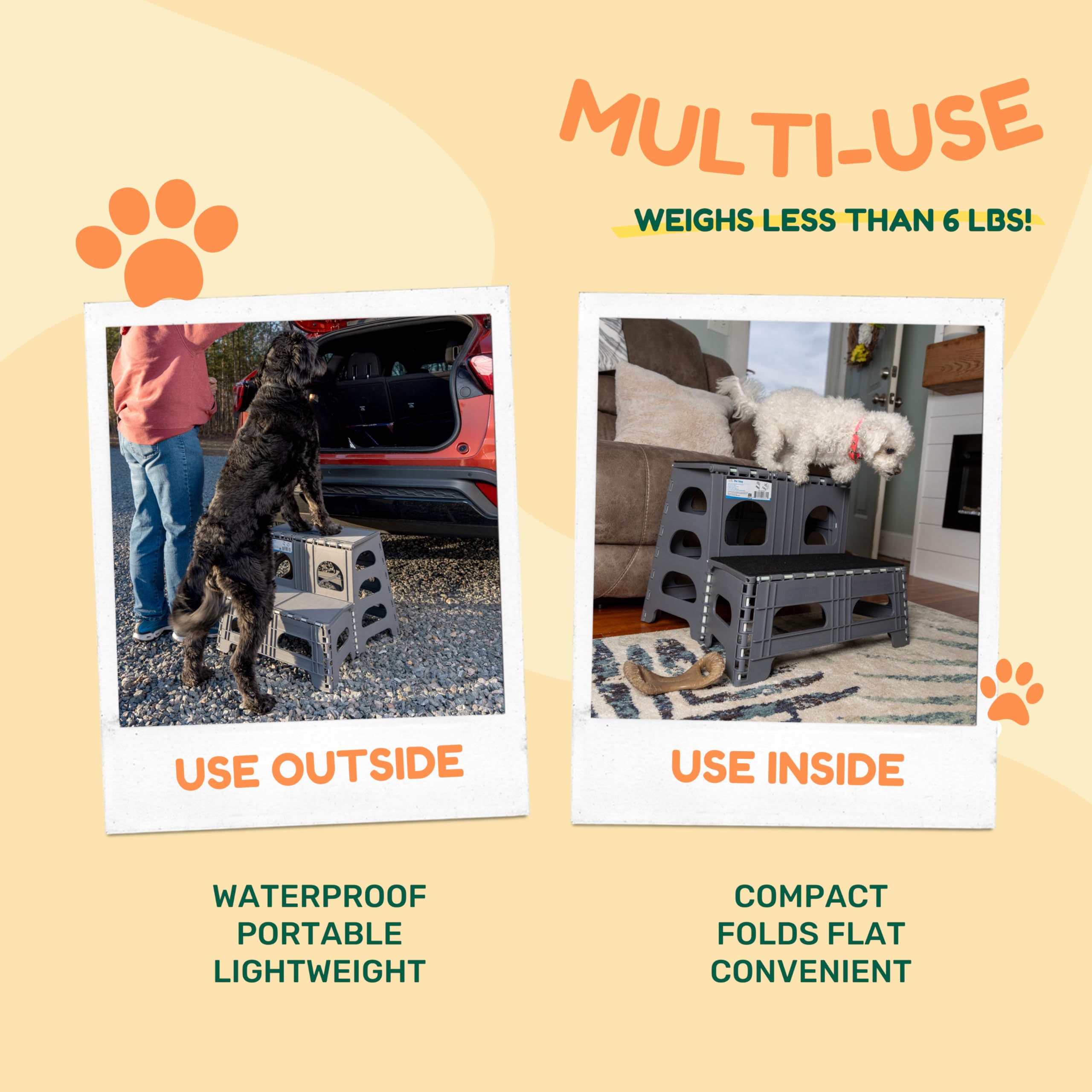 Bee Neat car ramp for dogs folds flat for easy vehicle loading.
