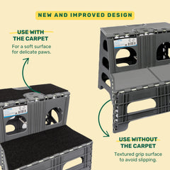 Bee Neat foldable pet stairs featuring textured grip surface for slip resistance.