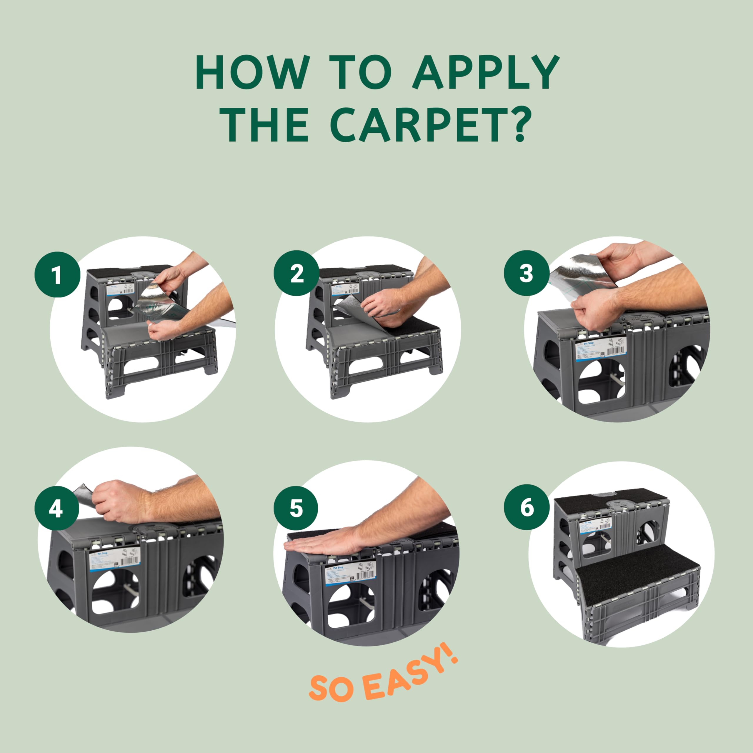 Bee Neat stairs with new carpet design offering soft surface for paws.