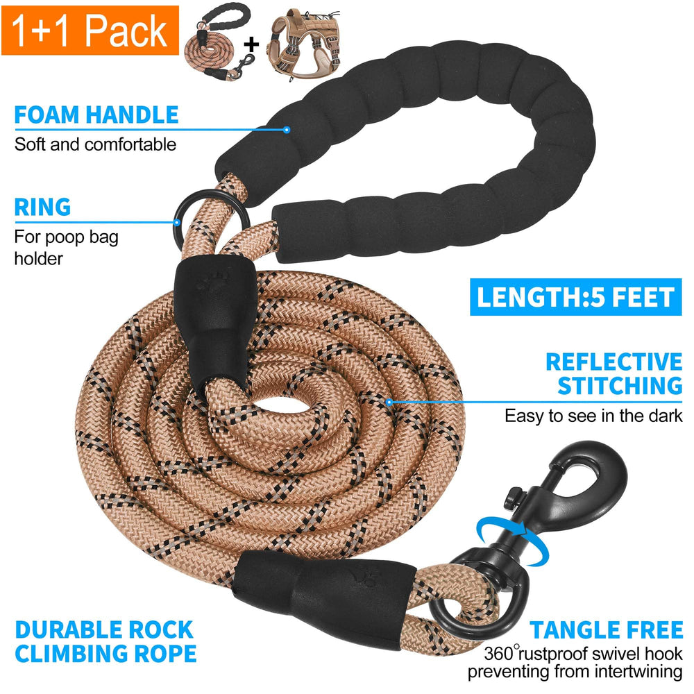 Beebiepet 5ft leash with foam handle provides comfortable control during walks.