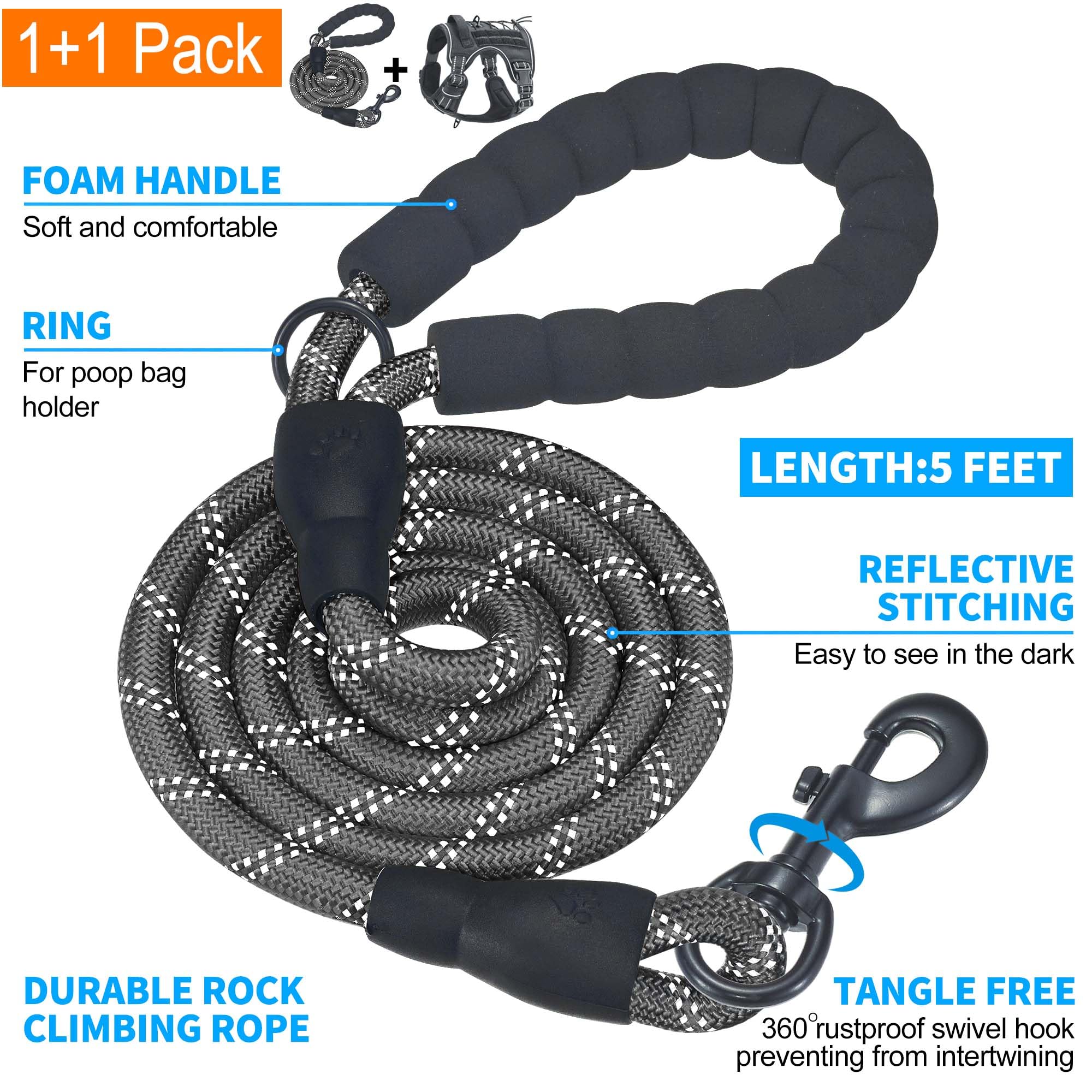 Beebiepet heavy-duty harness with included leash for convenient walks.