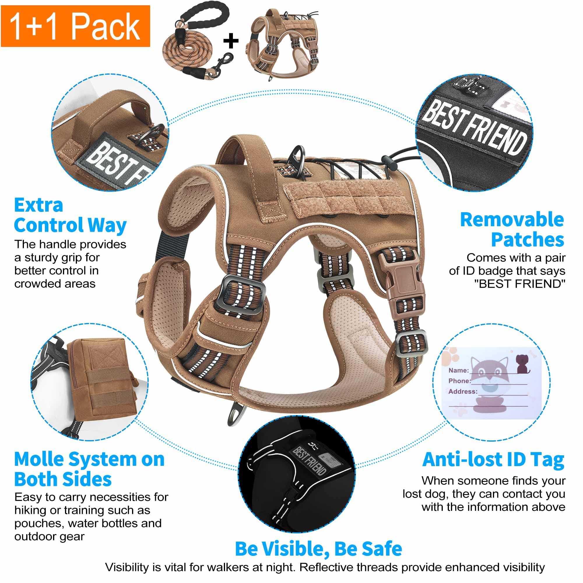 Beebiepet heavy-duty harness molle-system detail ready to attach pouches