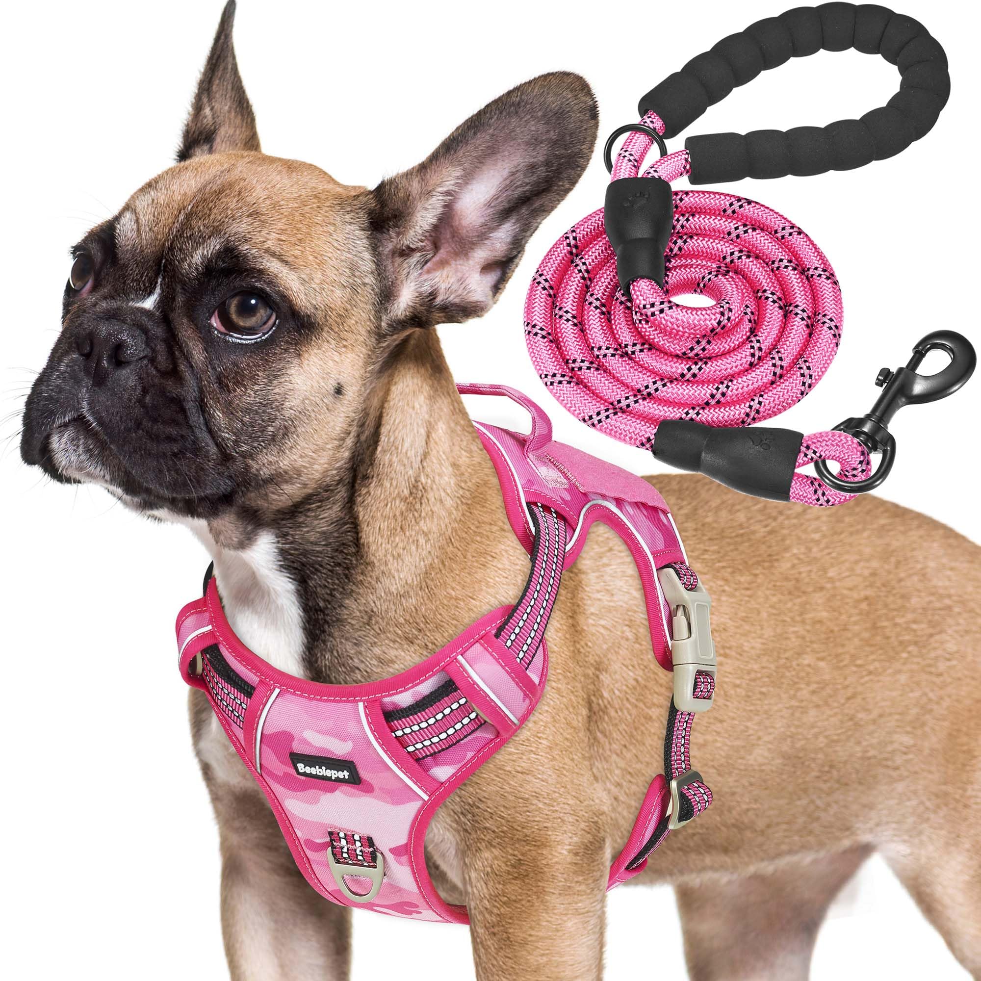 Beebiepet heavy-duty tactical dog harness in pink camo for medium dogs, secure control