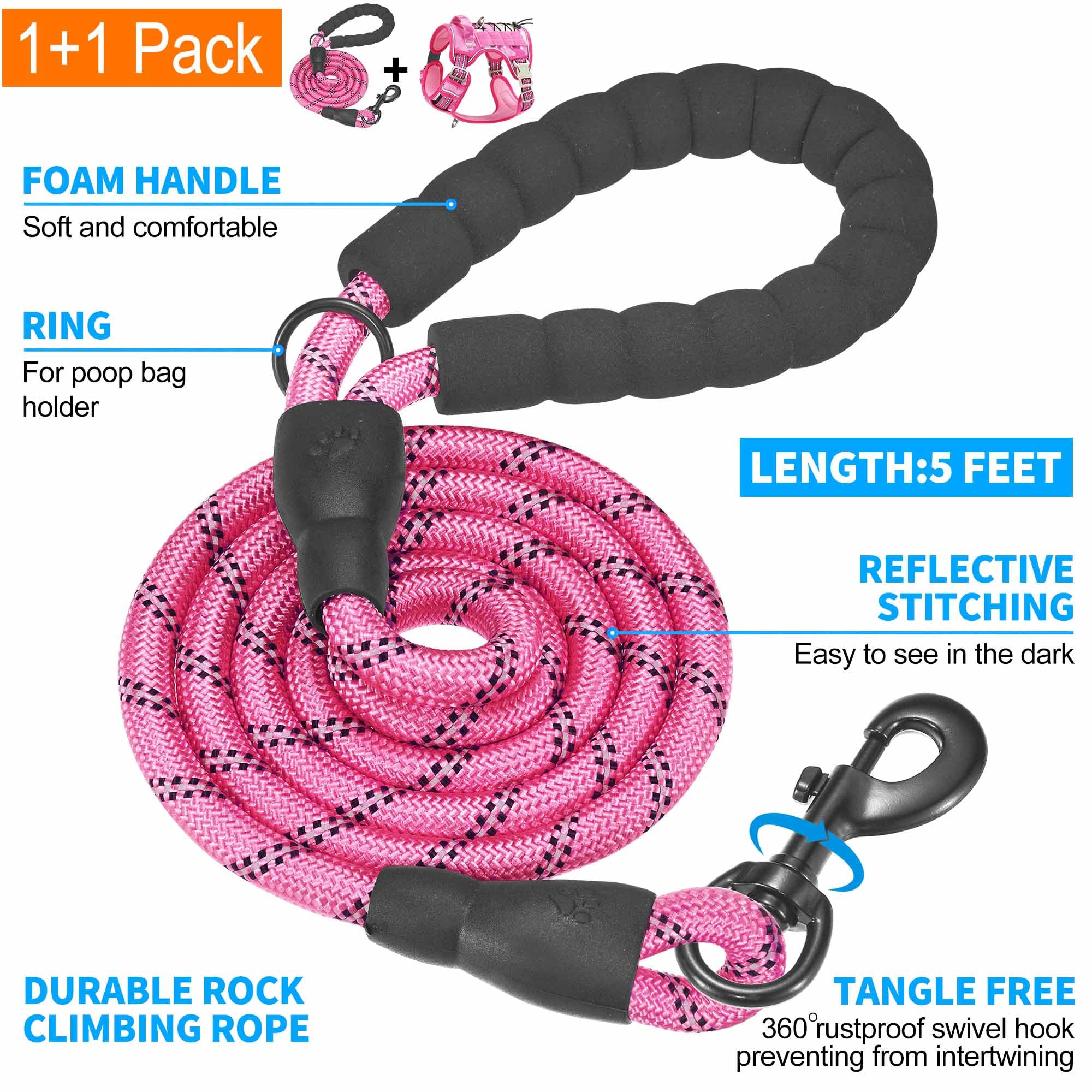 Beebiepet pink camo harness with included leash for ready outdoor use