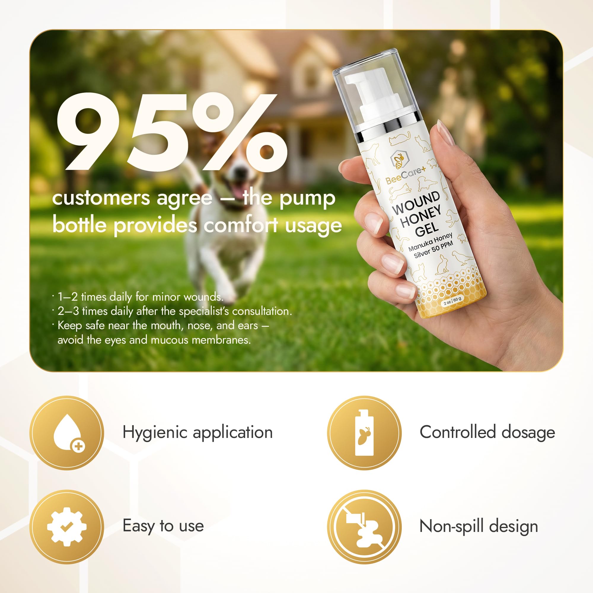 BeeCare+ pump bottle dispensing provides precise, hygienic application