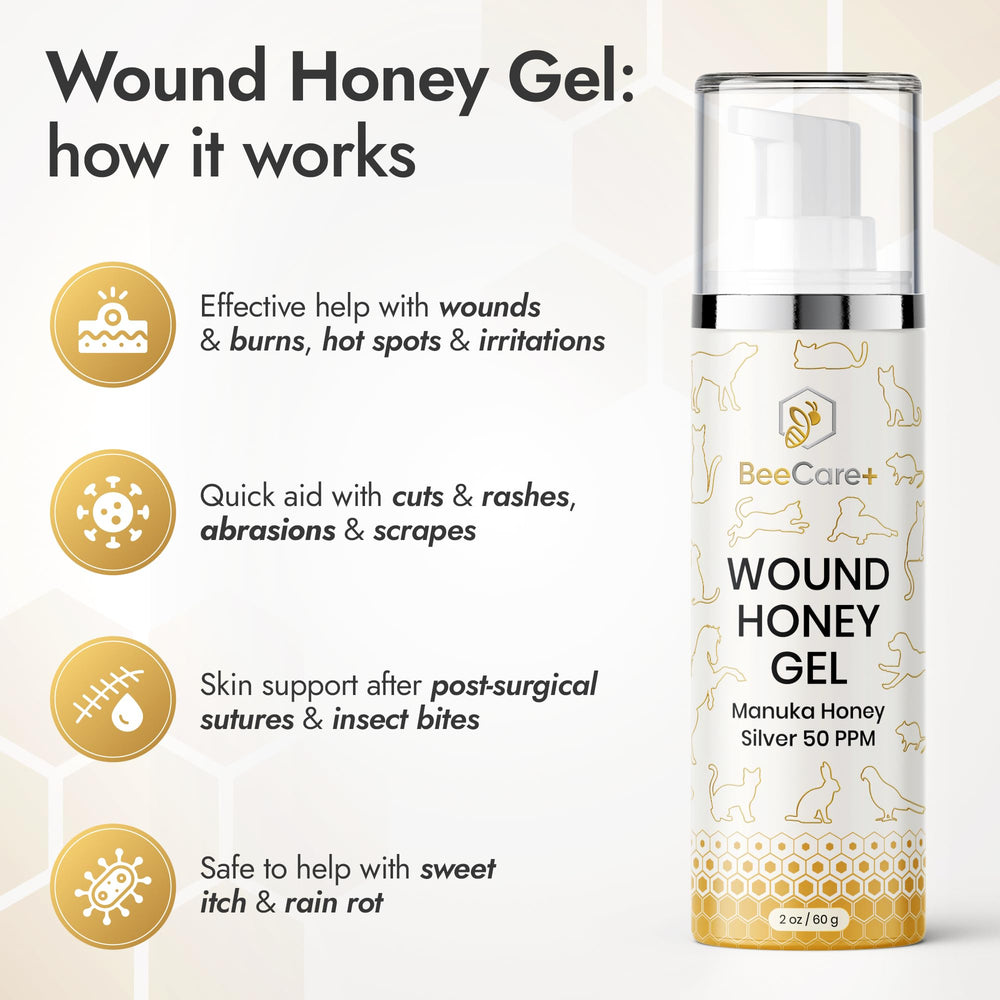 BeeCare+ wound gel application area for targeted pet treatment