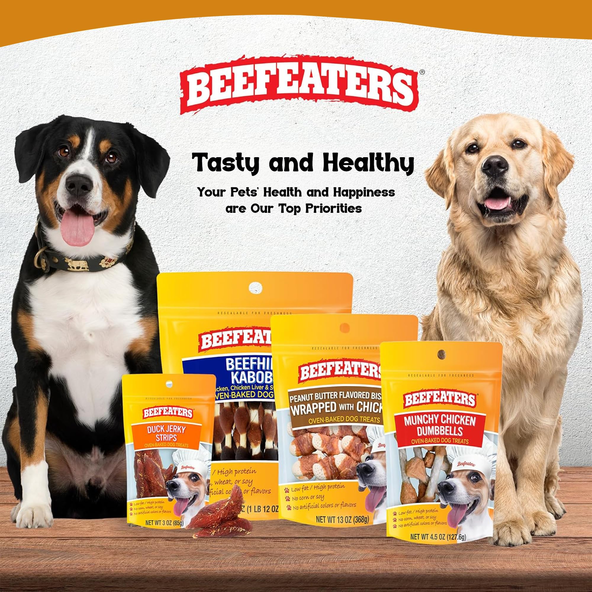 Beefeaters treats suitable for dogs of all sizes.