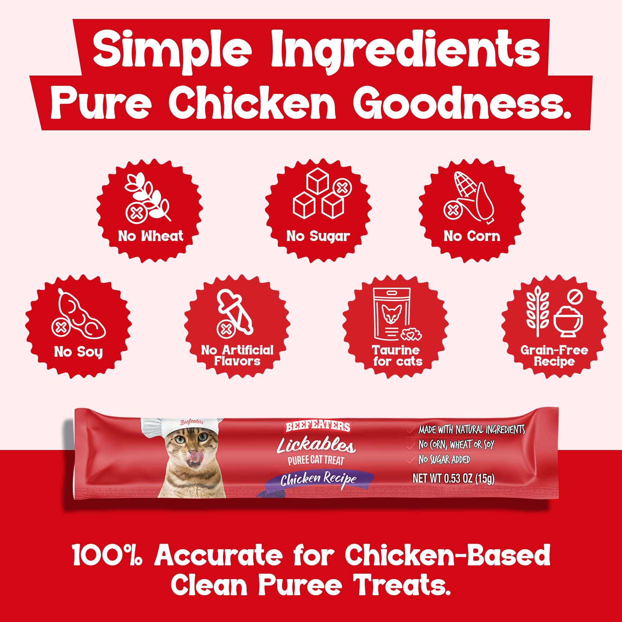 Beefeaters Chicken Lickable Puree with a soft texture suited for seniors and wet treat lovers.