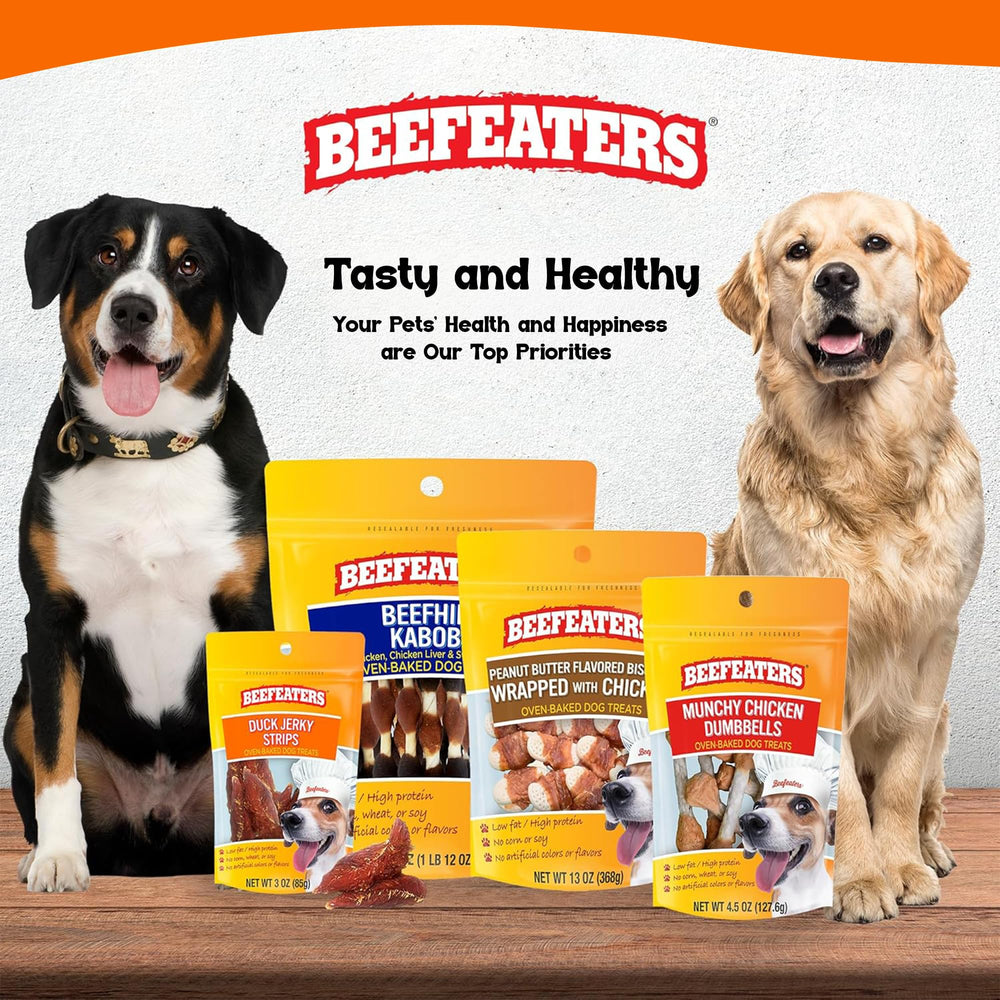 Beefeaters duck jerky strips sit-ready snack for dogs over 5 lbs.