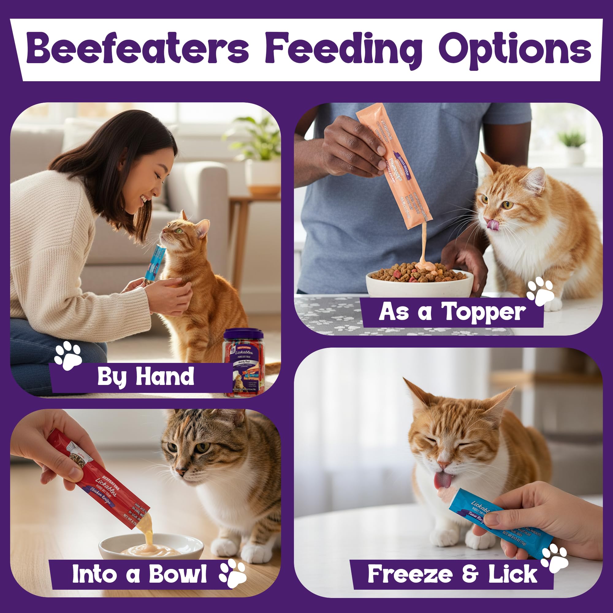 Beefeaters lickable treat used during hand feeding