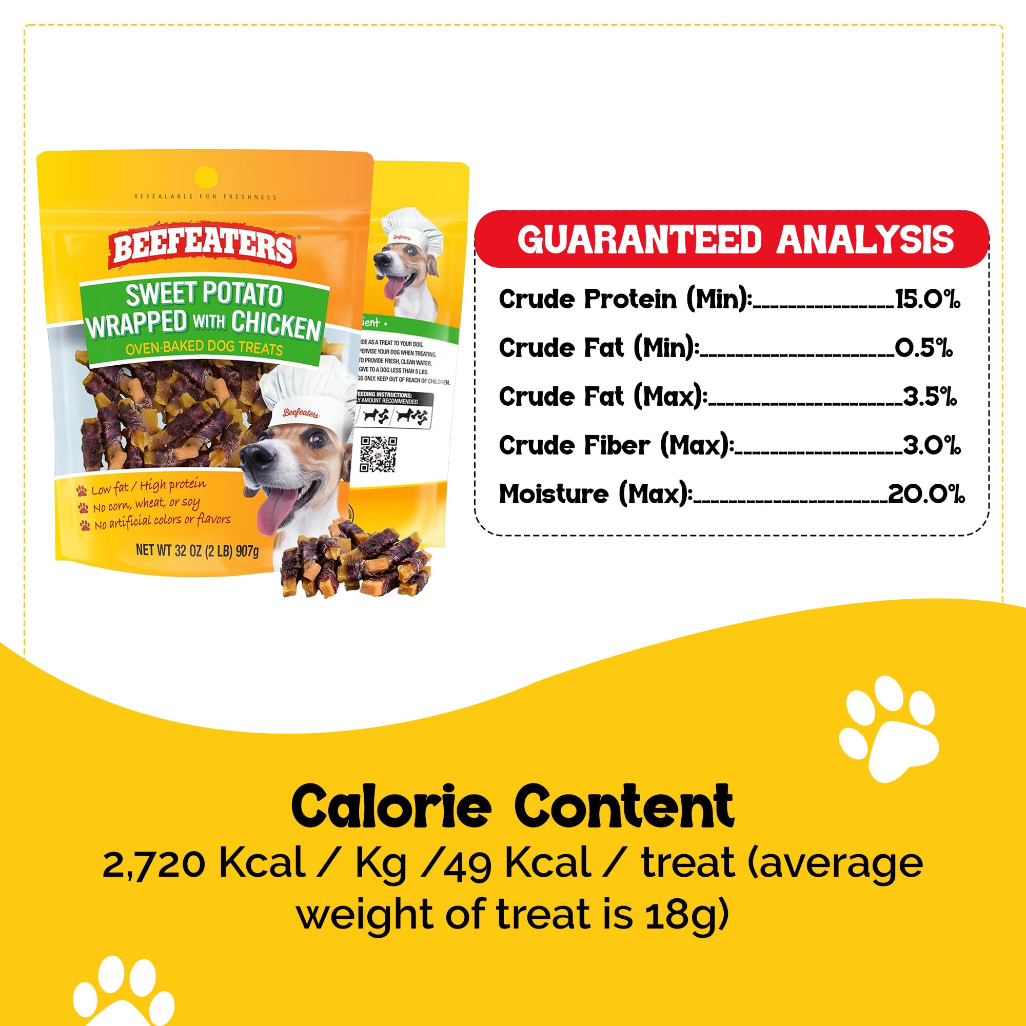 Grain-free, corn-free, soy-free dog treat for sensitive diets.