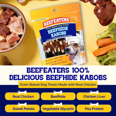 Beefeaters kabobs with chicken-liver layer highlight protein-packed reward.