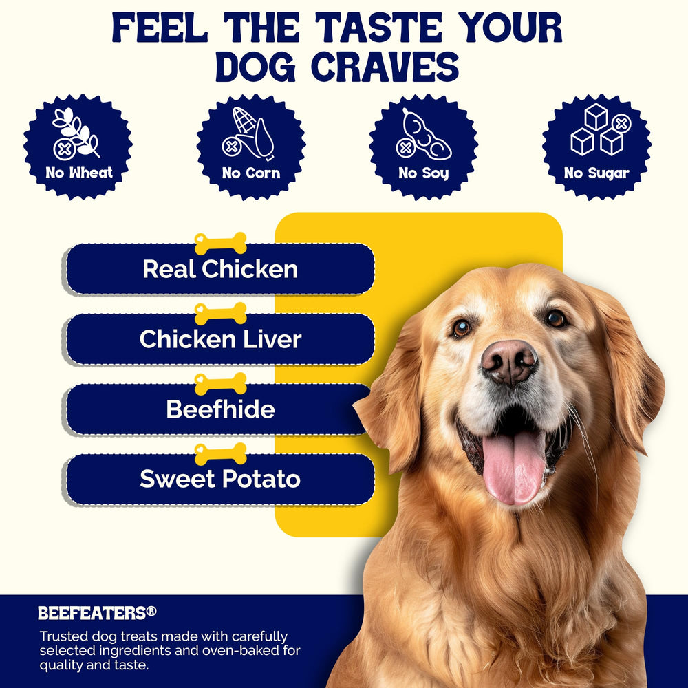 Beefeaters beefhide kabobs with real-chicken visible deliver flavors dogs crave.