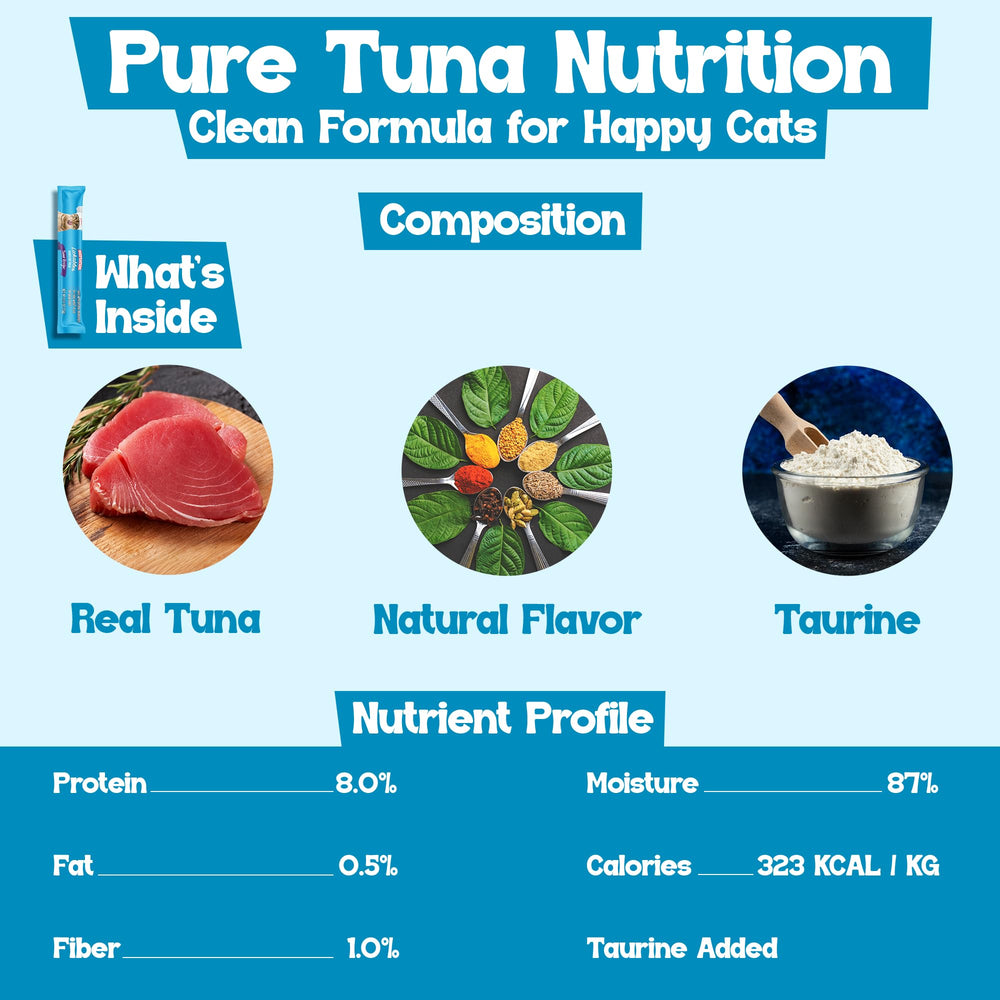 Beefeaters tuna puree closeup texture highlights protein-rich, grain-free cat treats without fillers.