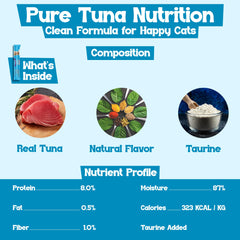 Beefeaters tuna puree closeup texture highlights protein-rich, grain-free cat treats without fillers.