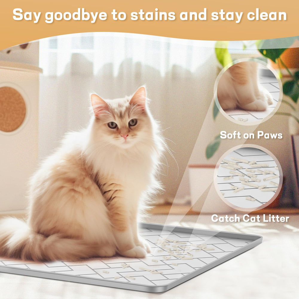 Beenxmyy silicone cat litter mat gray edge rim closeup highlights raised edges.