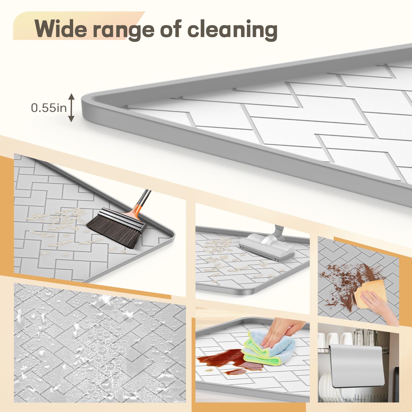 Beenxmyy silicone cat litter mat gray non-slip surface enhances safety.