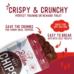Beef Chips used as a training reward for dogs during training sessions.
