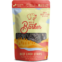 Beg & Barker beef liver jerky dog training treats with high protein rewards.