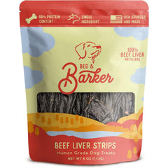 Beg & Barker beef liver jerky pack for premium dog training rewards.