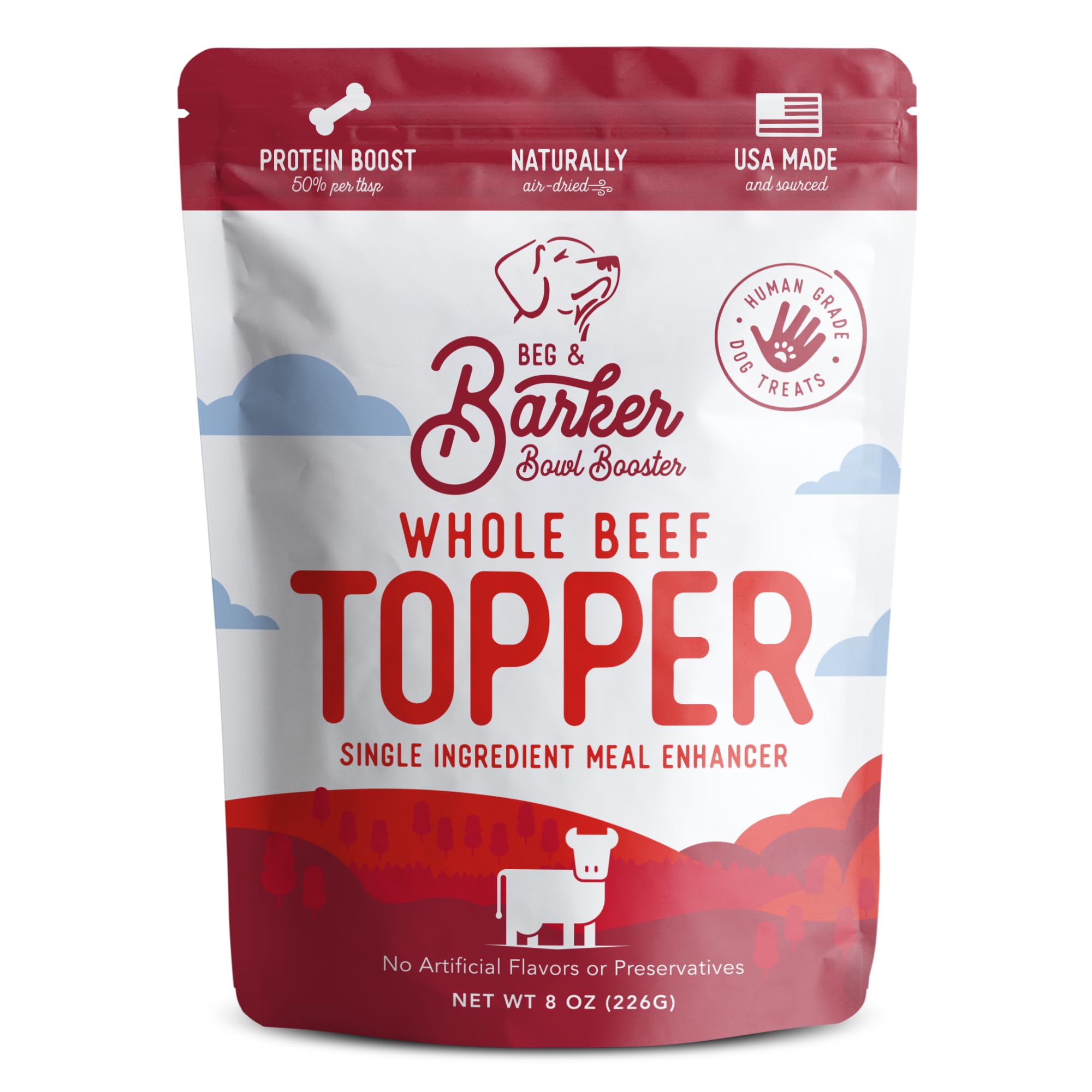 Beg & Barker Beef Topper bottle pour shows premium US beef for meals