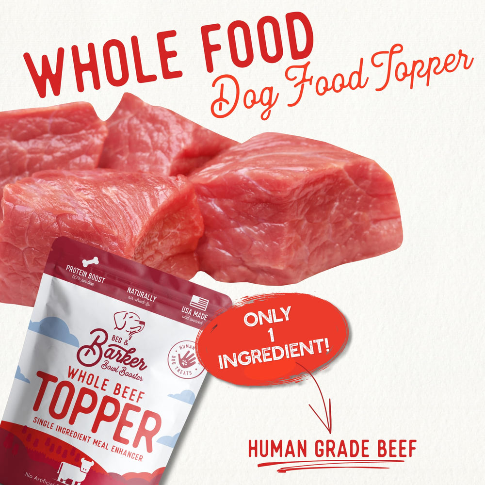 Beg & Barker Beef Topper packaging highlights USA-made ingredients