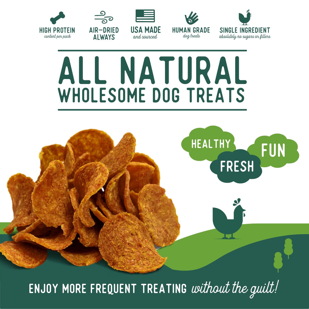 Beg & Barker Chicken Chips on a dog in action, a natural training snack.