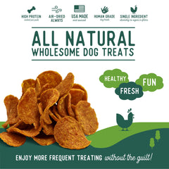Beg & Barker Chicken Chips on a dog in action, a natural training snack.