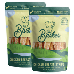 Beg Barker chicken jerky strips for dogs, protein-packed reward.