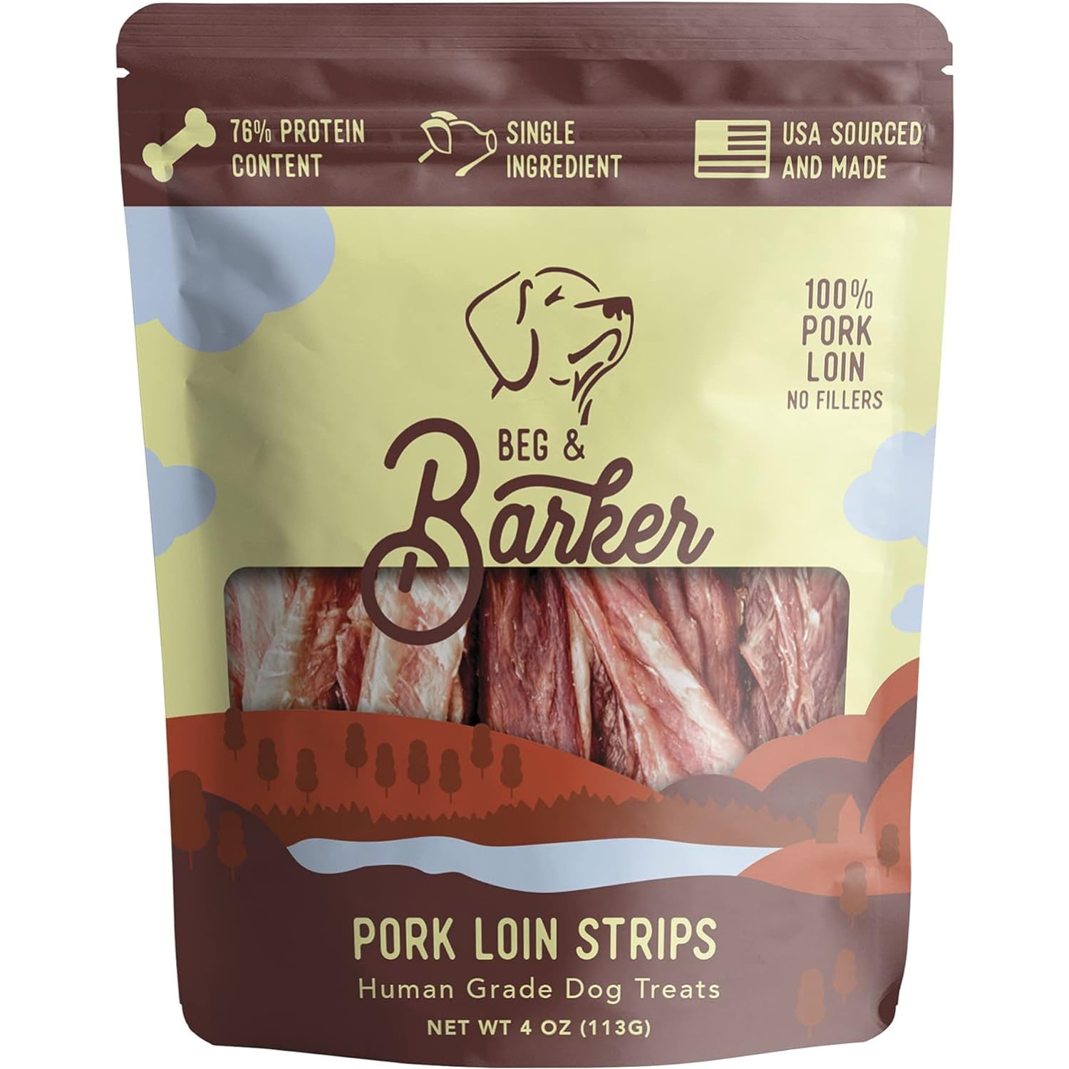 Beg & Barker pork jerky front view—high-protein training reward