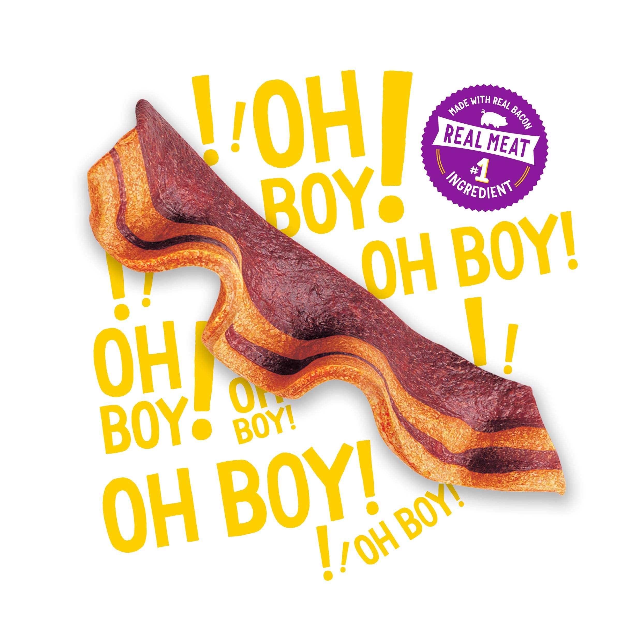 Purina Beggin' Strips bacon-cheese closeup shows chewy texture ideal for rewards.