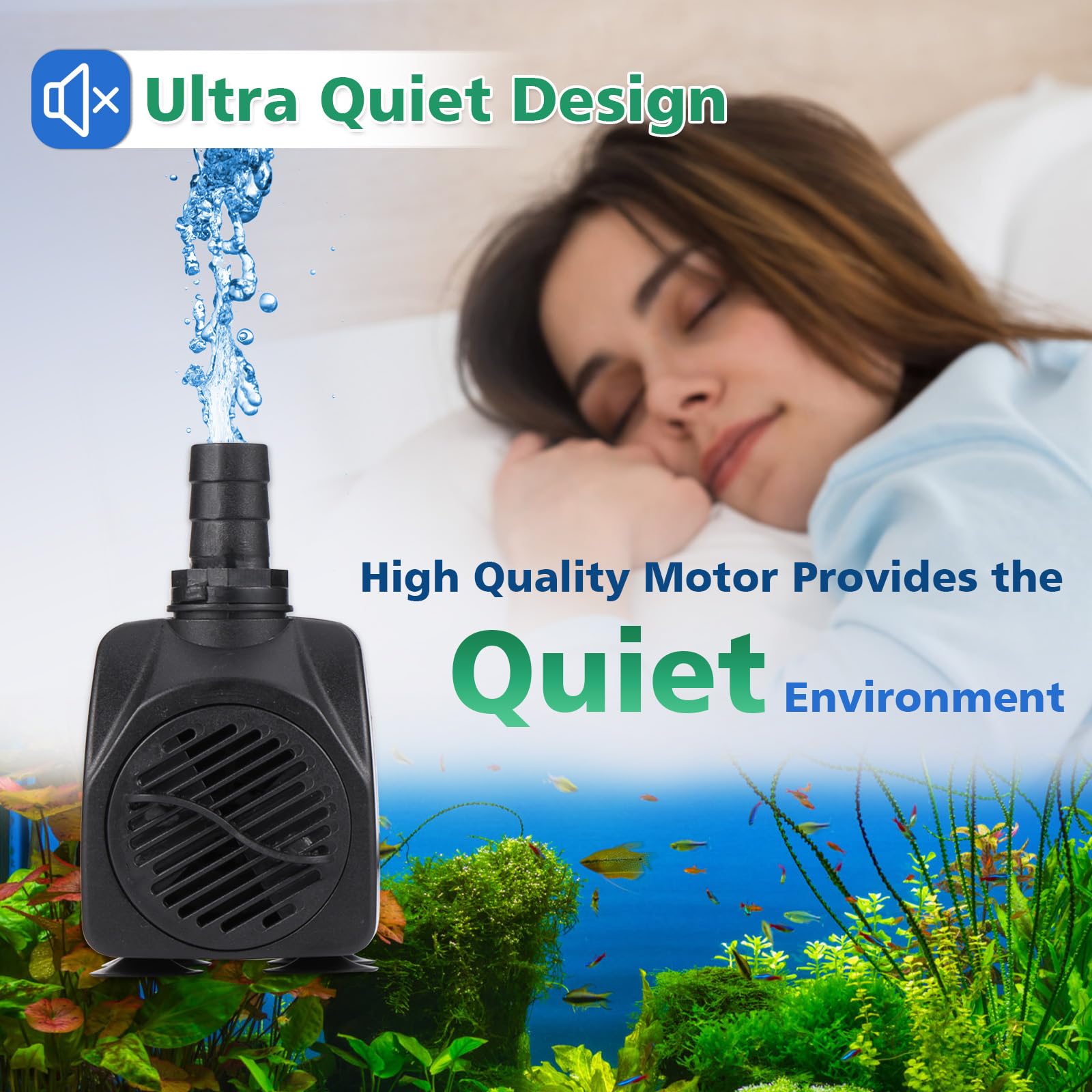 BeGreenPro pump used in a pond or waterfall for gentle circulation