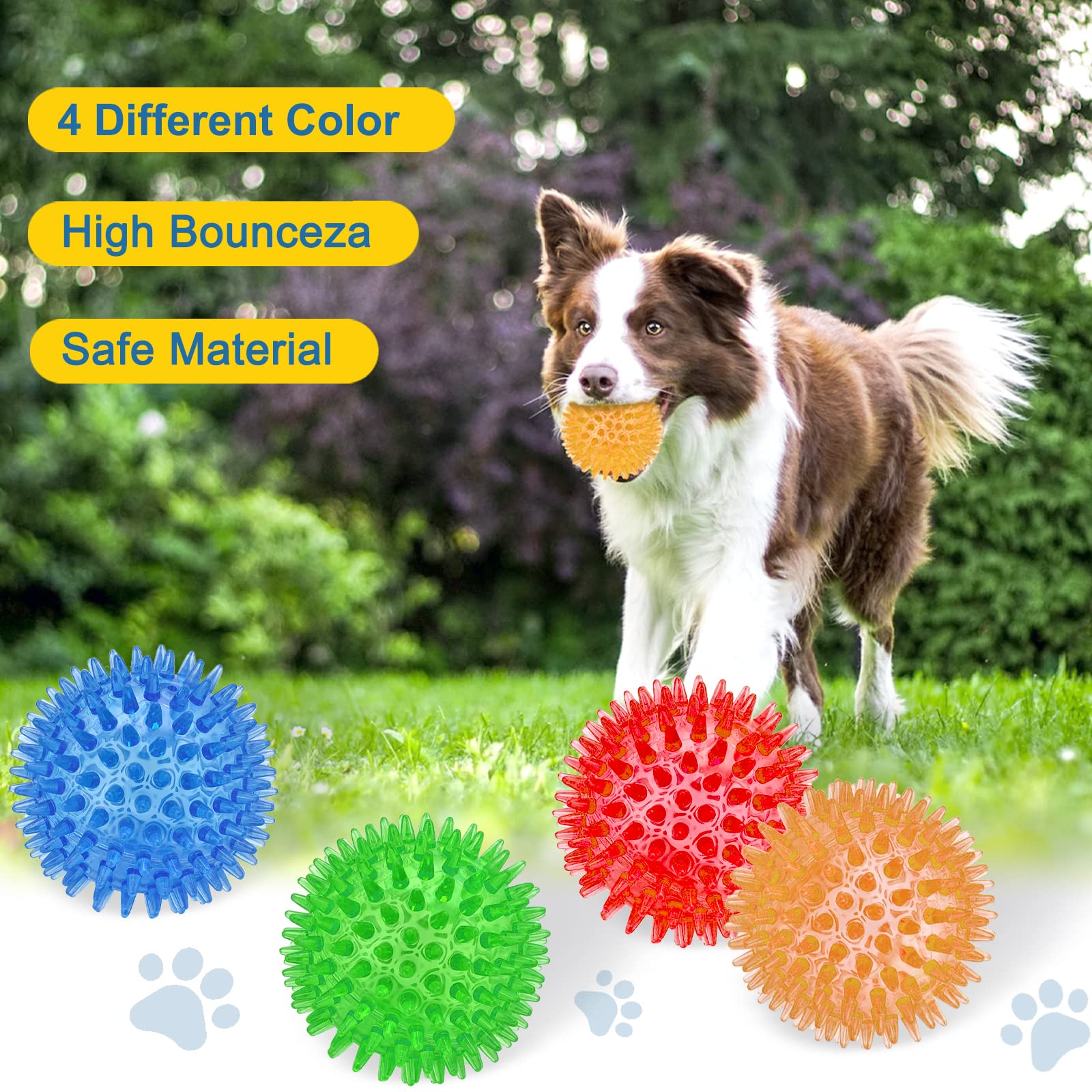 Beieverluck red spiky squeaky ball sparks active chewing and play