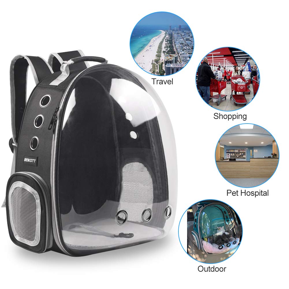 BEIKOTT cat backpack dimensions 13.9 x 9.8 x 16.5 inches for small pets.