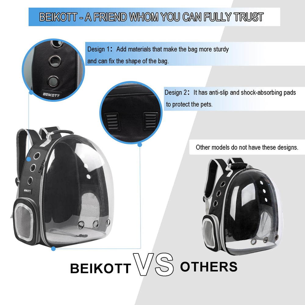 BEIKOTT cat backpack security leash keeps your pet secure on walks.
