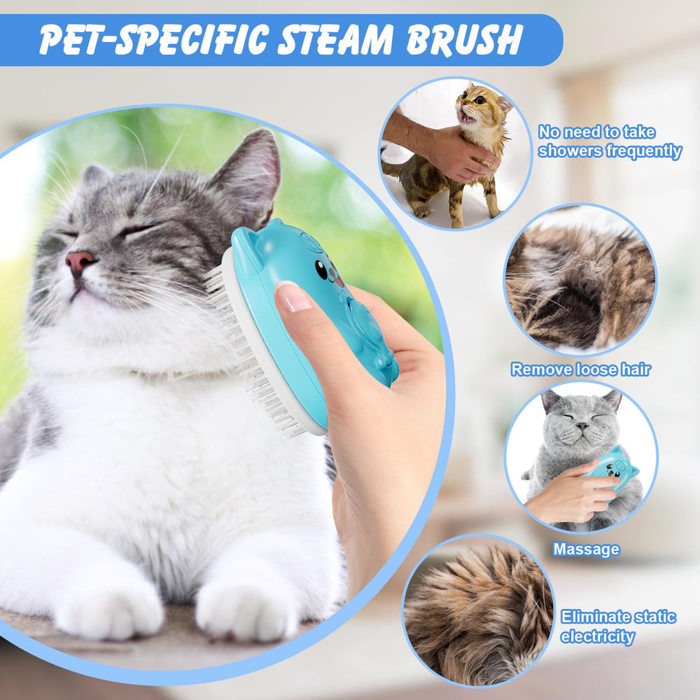 BeiyoQSZ cat steam brush mist spray in action for gentle grooming
