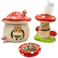 BELEATAL mushroom ceramic hideout offers a secure, cozy retreat for your hamster.