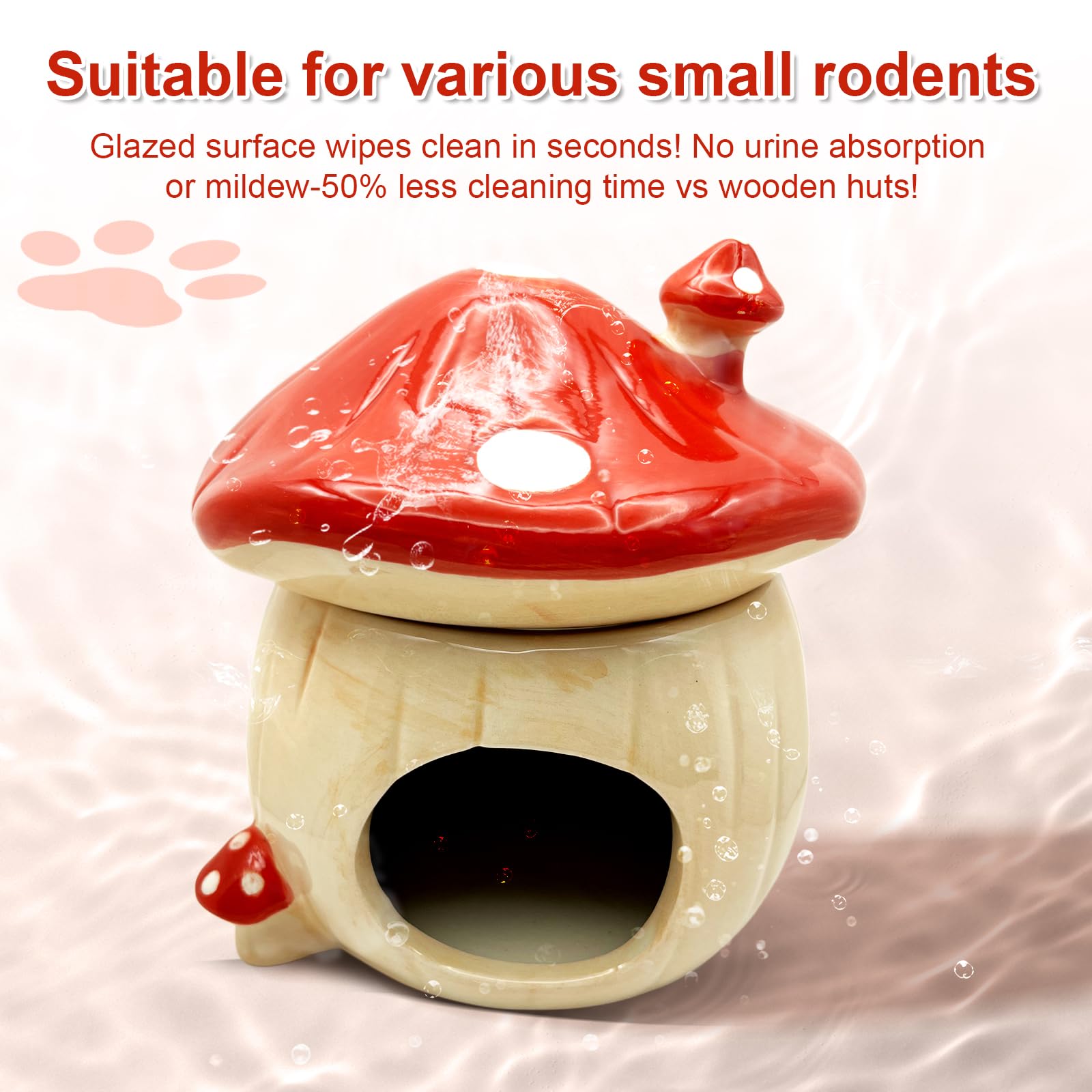 BELEATAL red mushroom hideout close-up highlights durable ceramic texture.