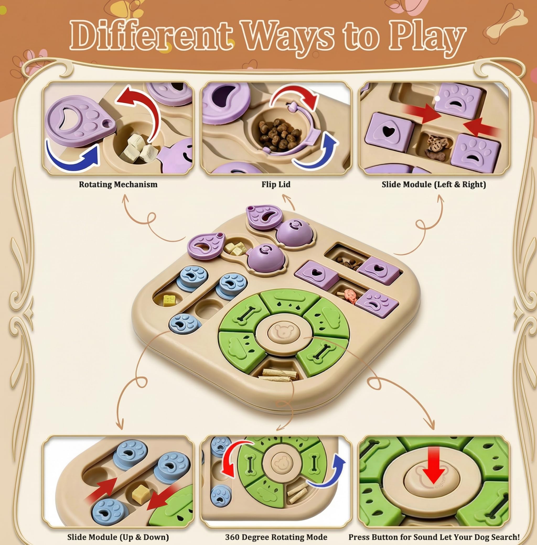 BELLEDO puzzle treat slots promote learning for smart and beginner dogs