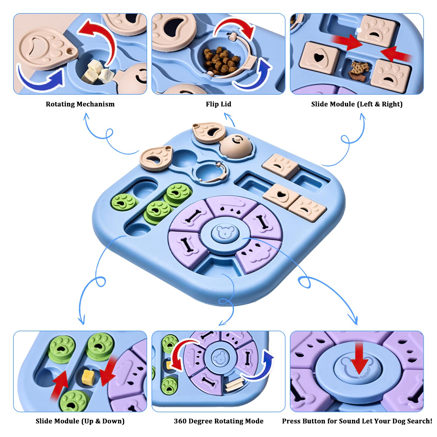 BELLEDO puzzle featuring lift-up paw lids invites nose-first exploration